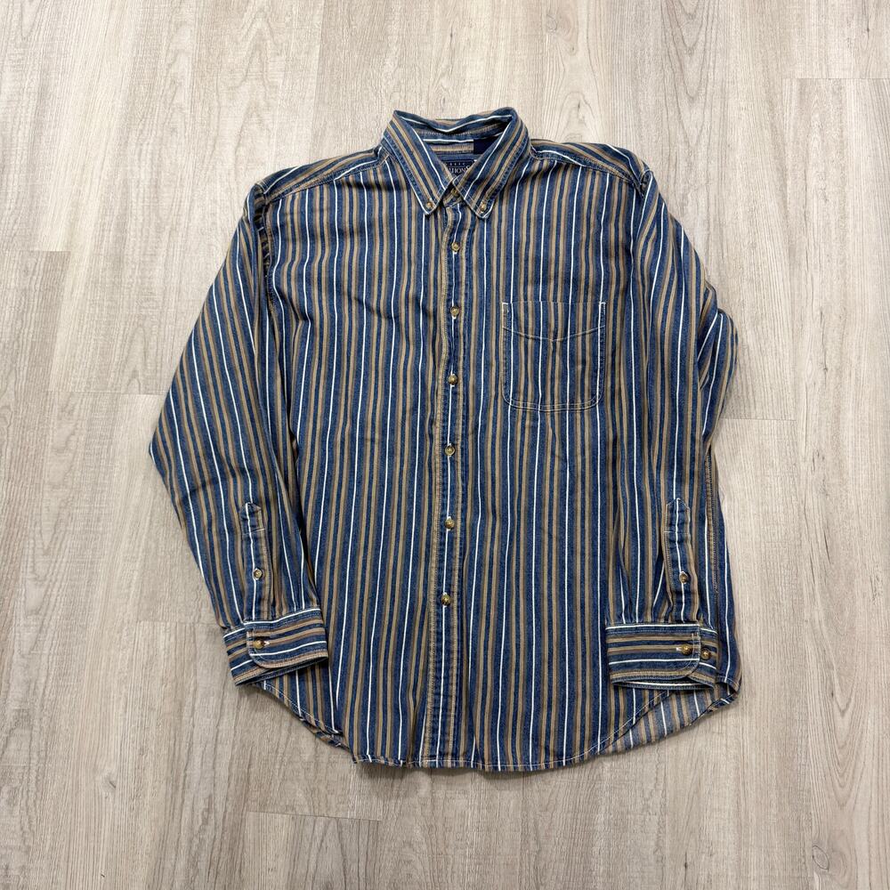 Vintage Basic Editions Vertical Striped Denim But… - image 1
